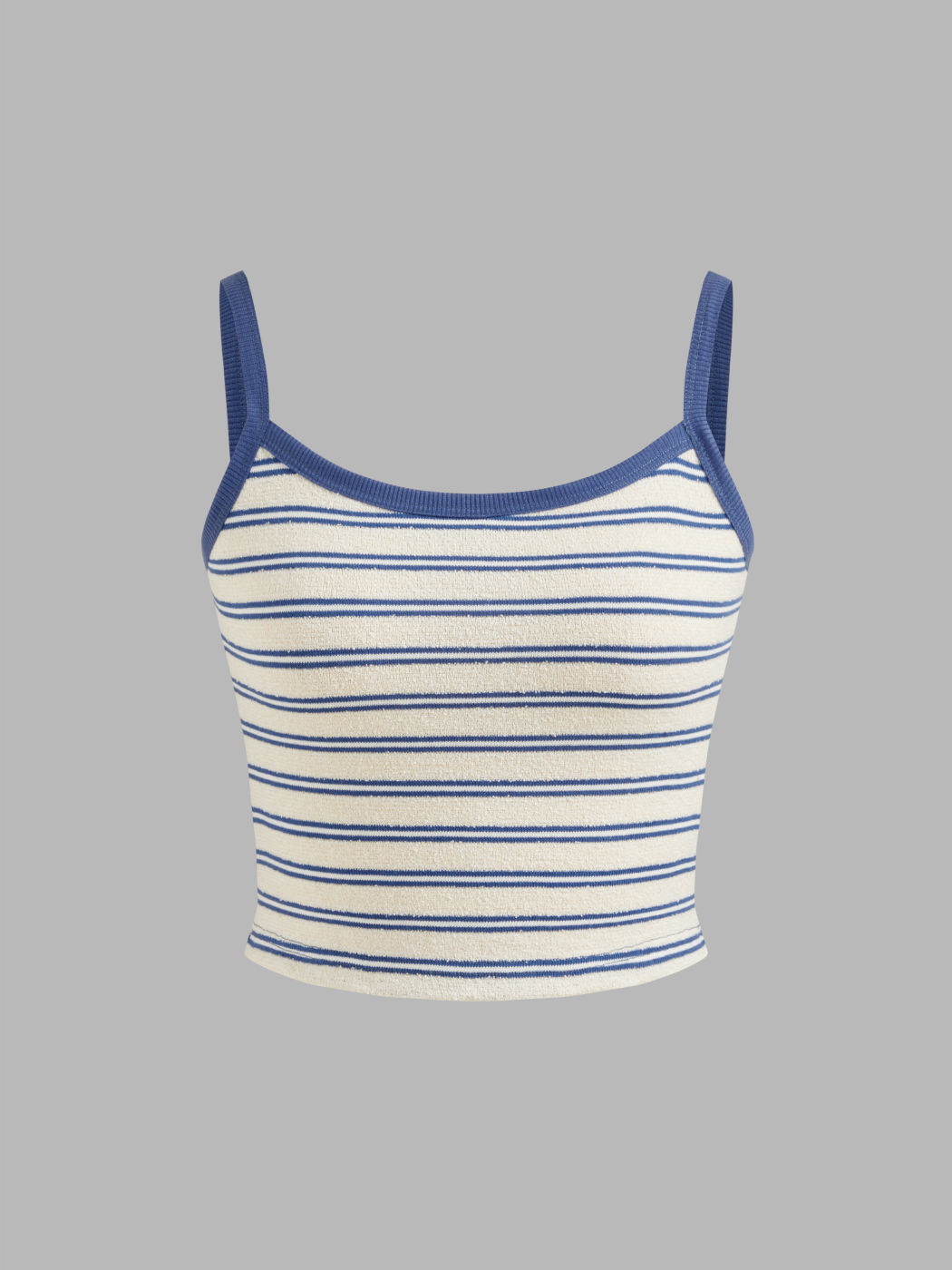 Square Neck Striped Contrasting Binding Crop Cami Top