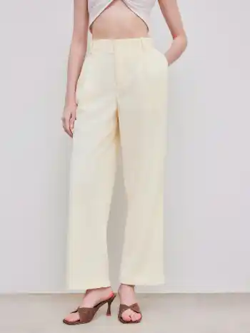  Cordhose mit hoher Taille und solidem weitem Bein