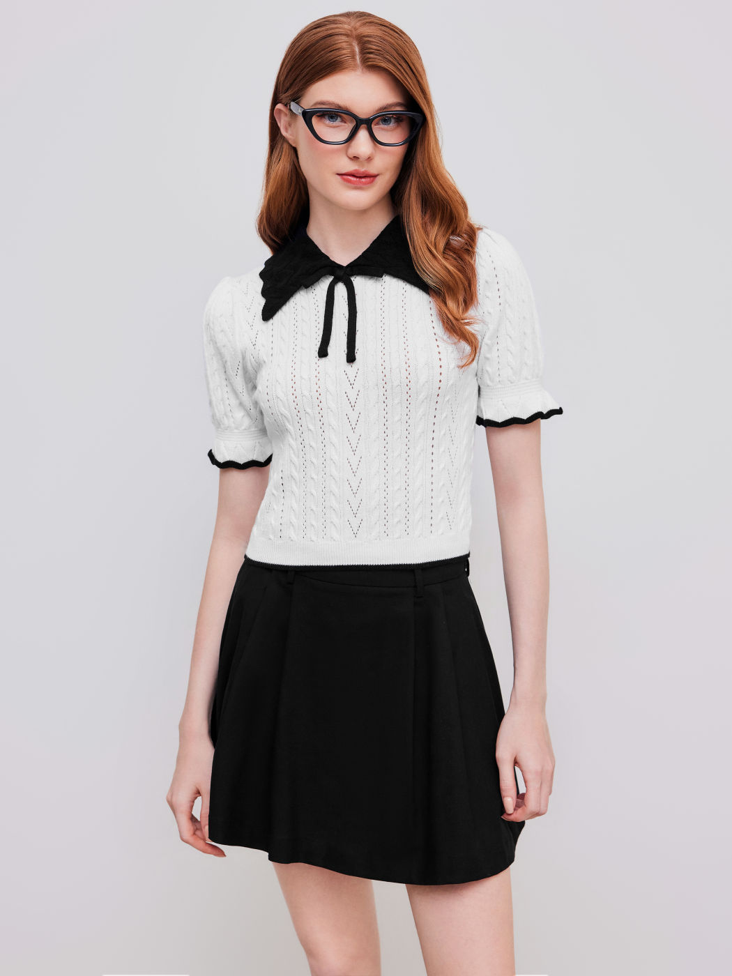 Polo Contrasting Trim Knit Short Sleeve Crop Top For Daily Casual Date