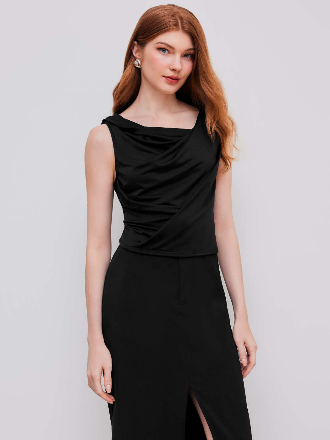 Hauts sans manches Hauts d'été Hauts mignons Tricot Solid Cowl