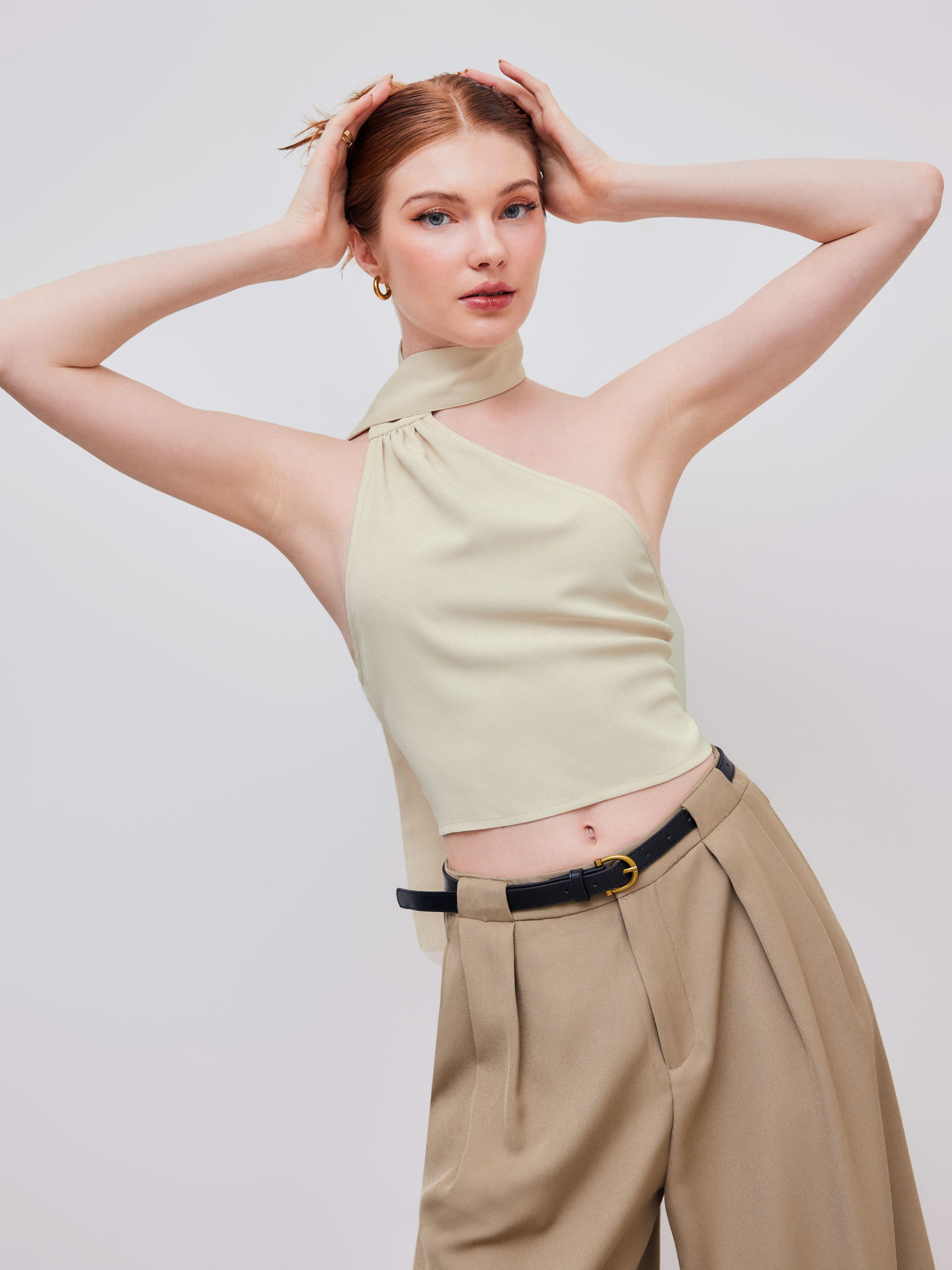 Asymmetrical Neck Crop Top