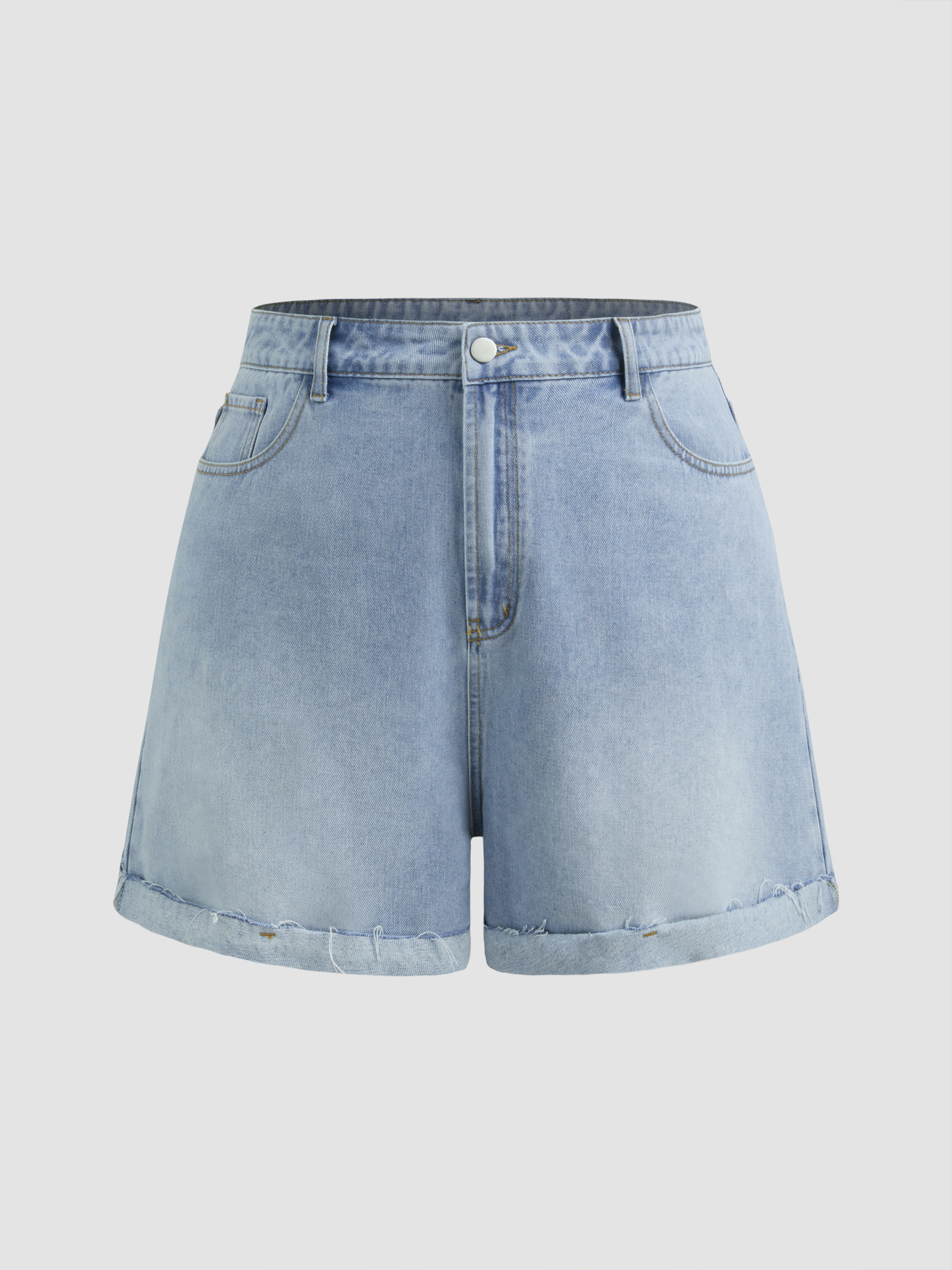 Denim Mid Waist Wide Leg Denim Shorts Curve & Plus For