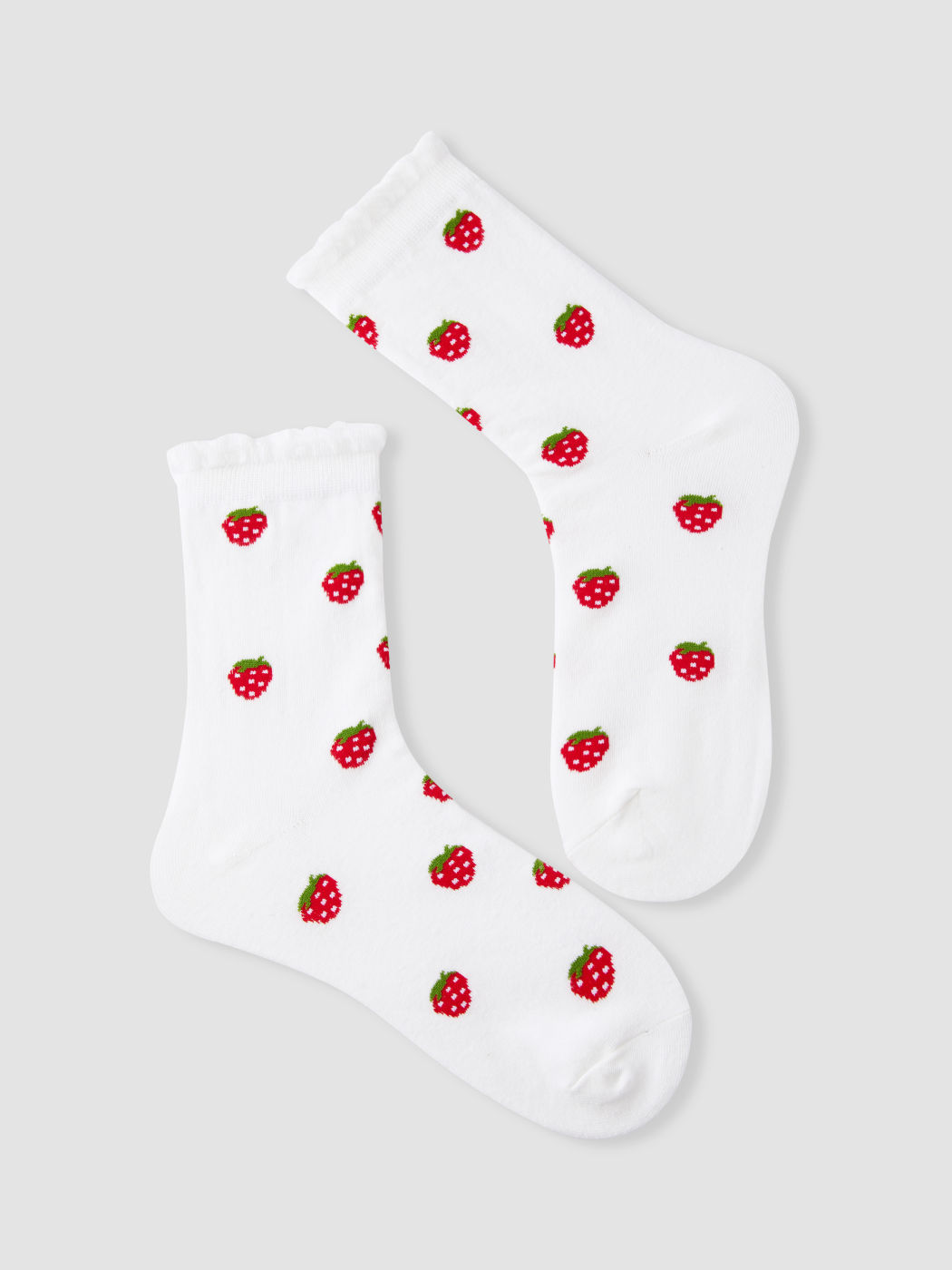 2 PAIRS STRAWBERRY PRINT CREW SOCKS