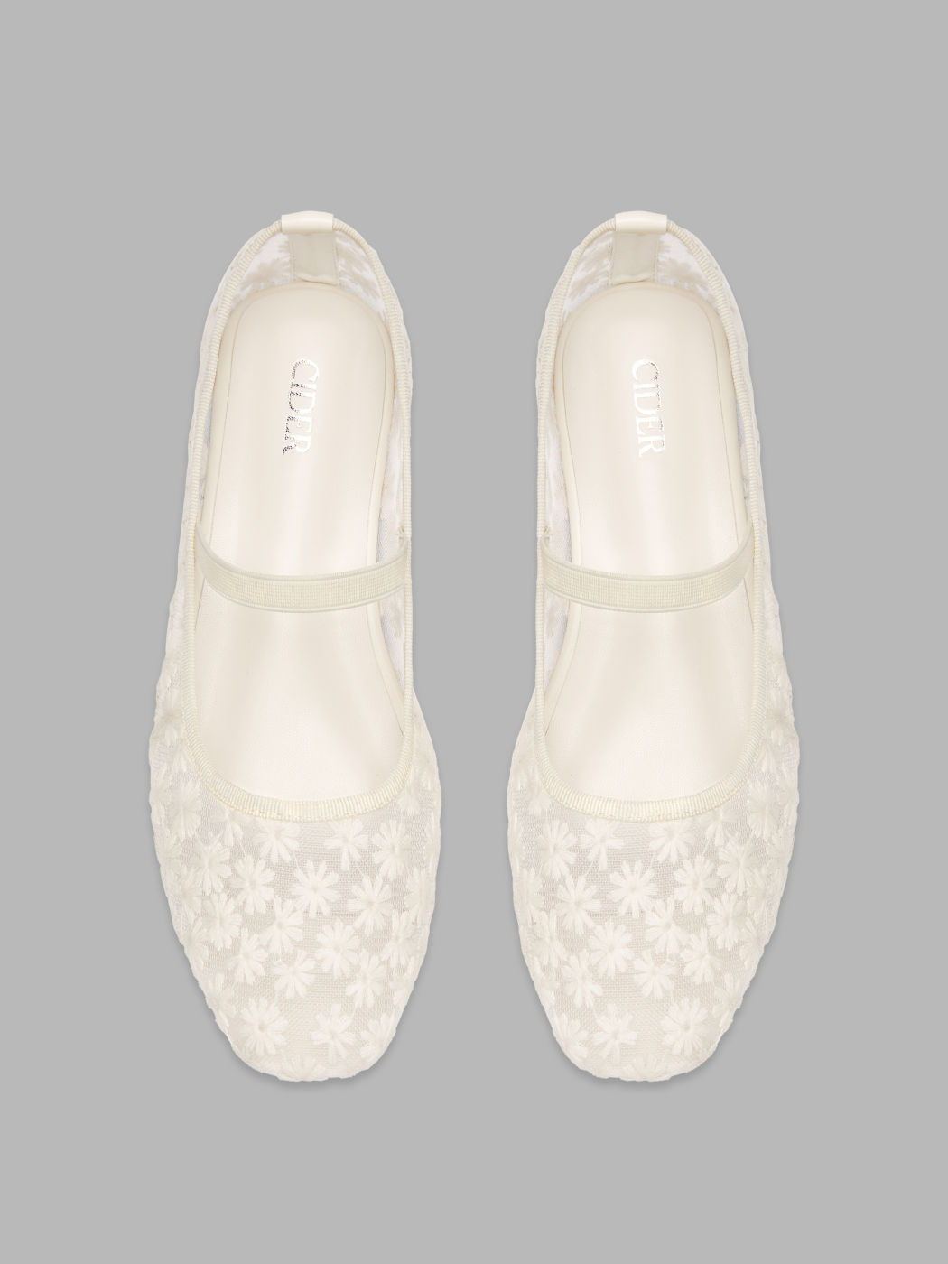 BLUMENBESTICKTE MESH MARY JANE FLACHSCHUHE