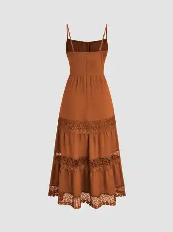 Lace Trim Tiered Cami Maxi Dress