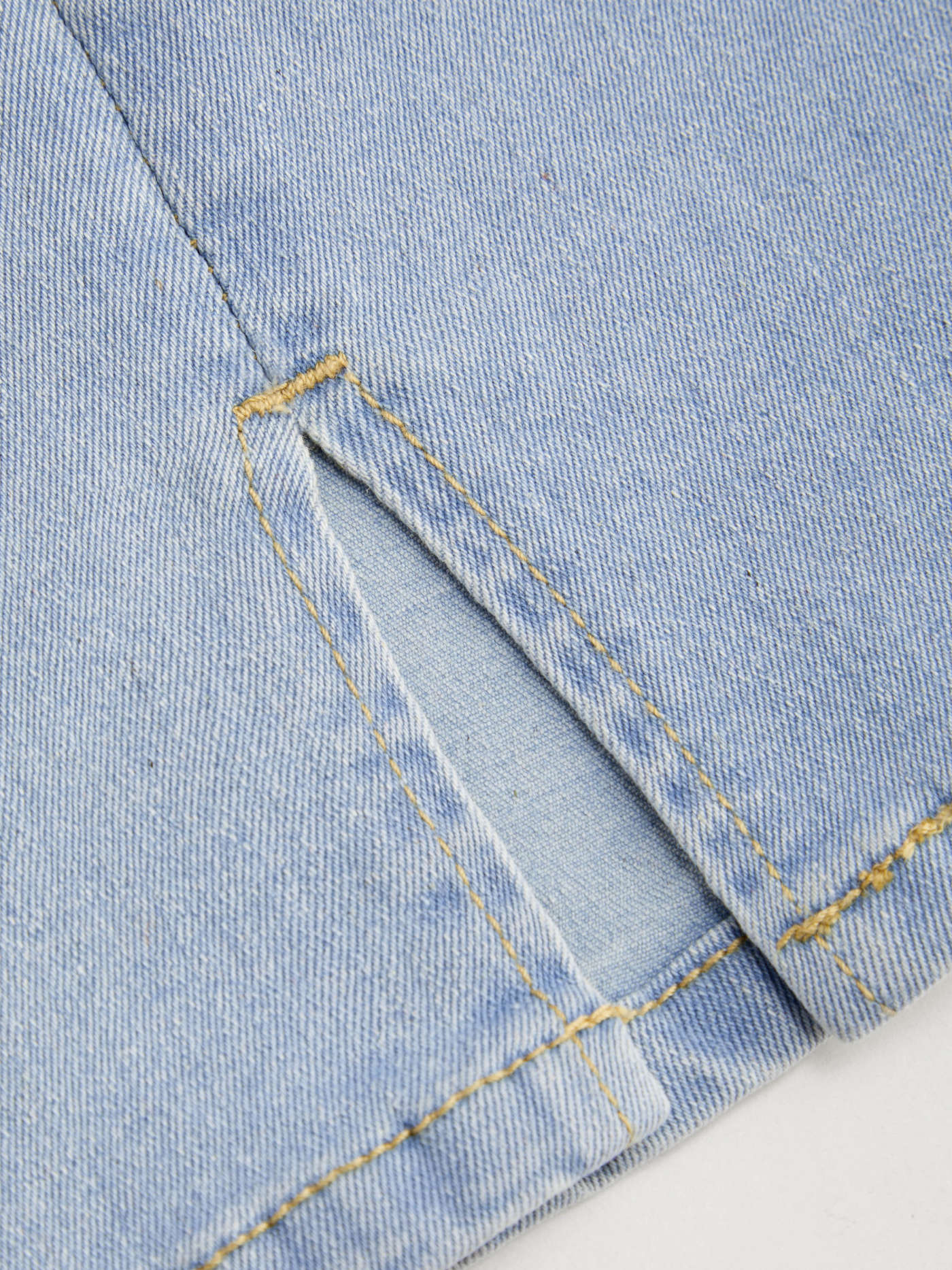 Denim Solid High Waist Split Mini Skirt