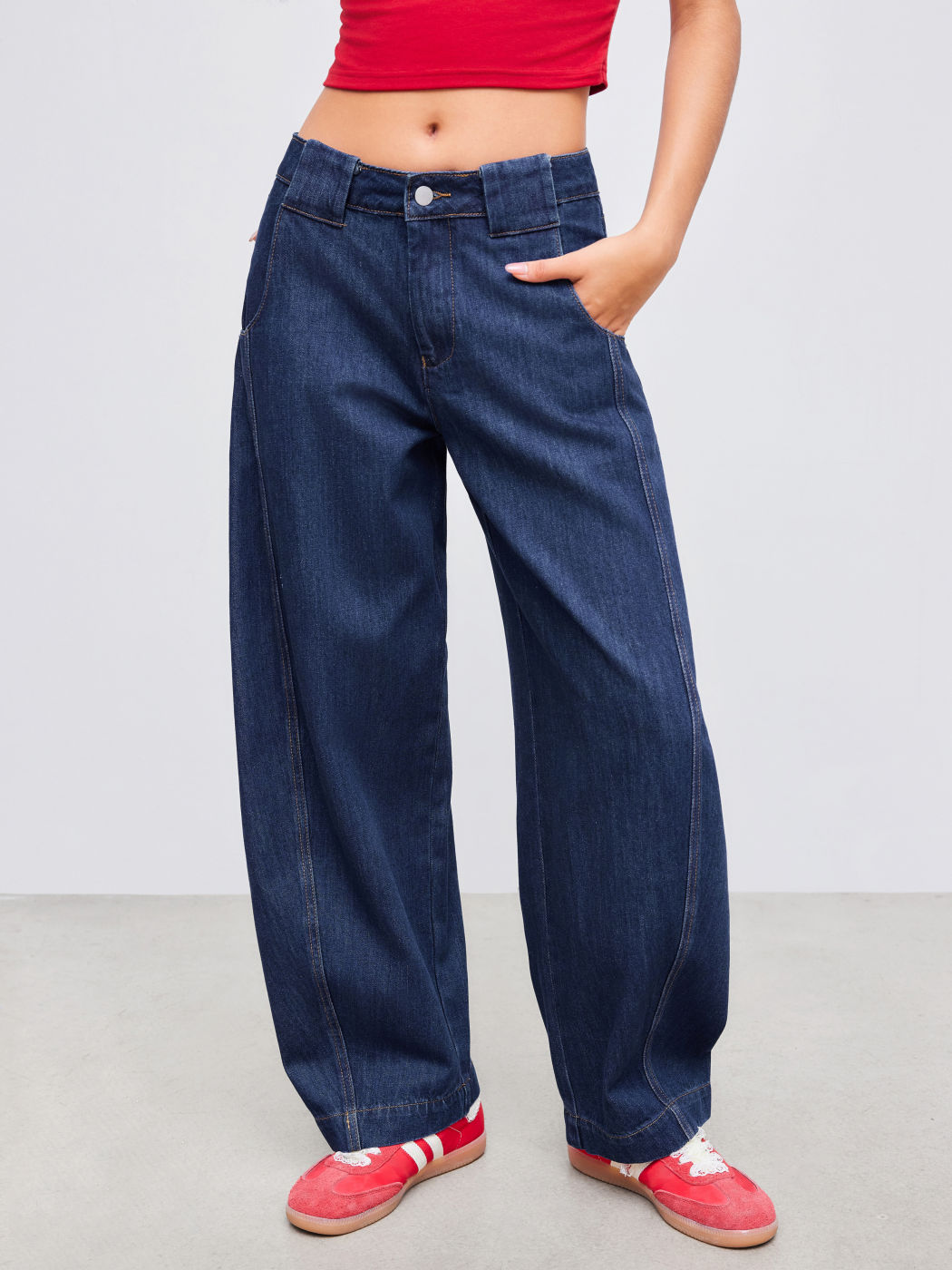 Cider Denim Mittelhohe Einfarbige Barrelbein Jeans