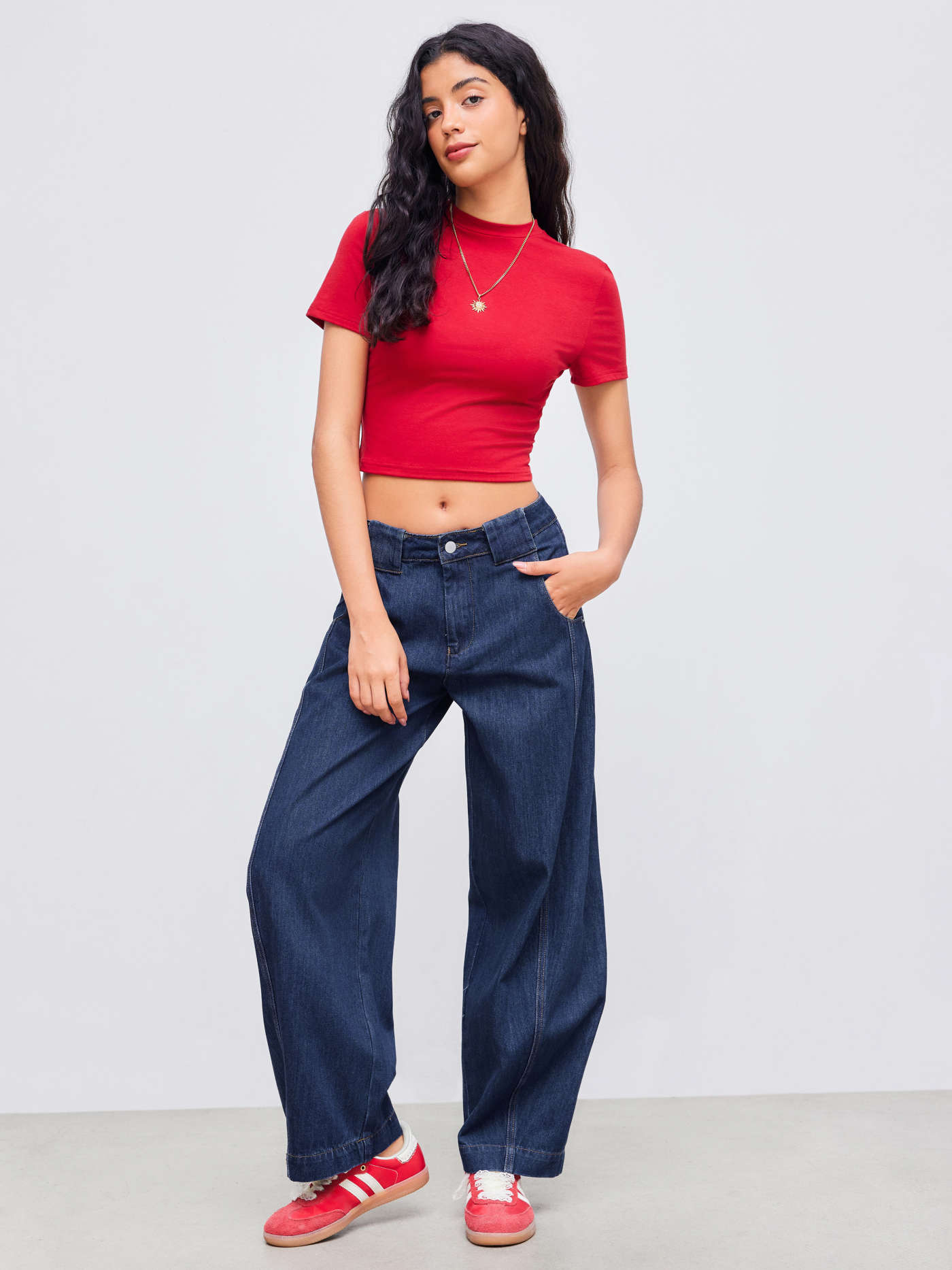 Cider Denim Low Rise Solid Barrel-leg Jeans