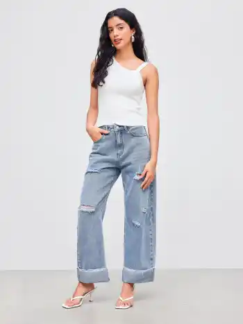 Knit Asymmetrical Neck Solid Cami Top