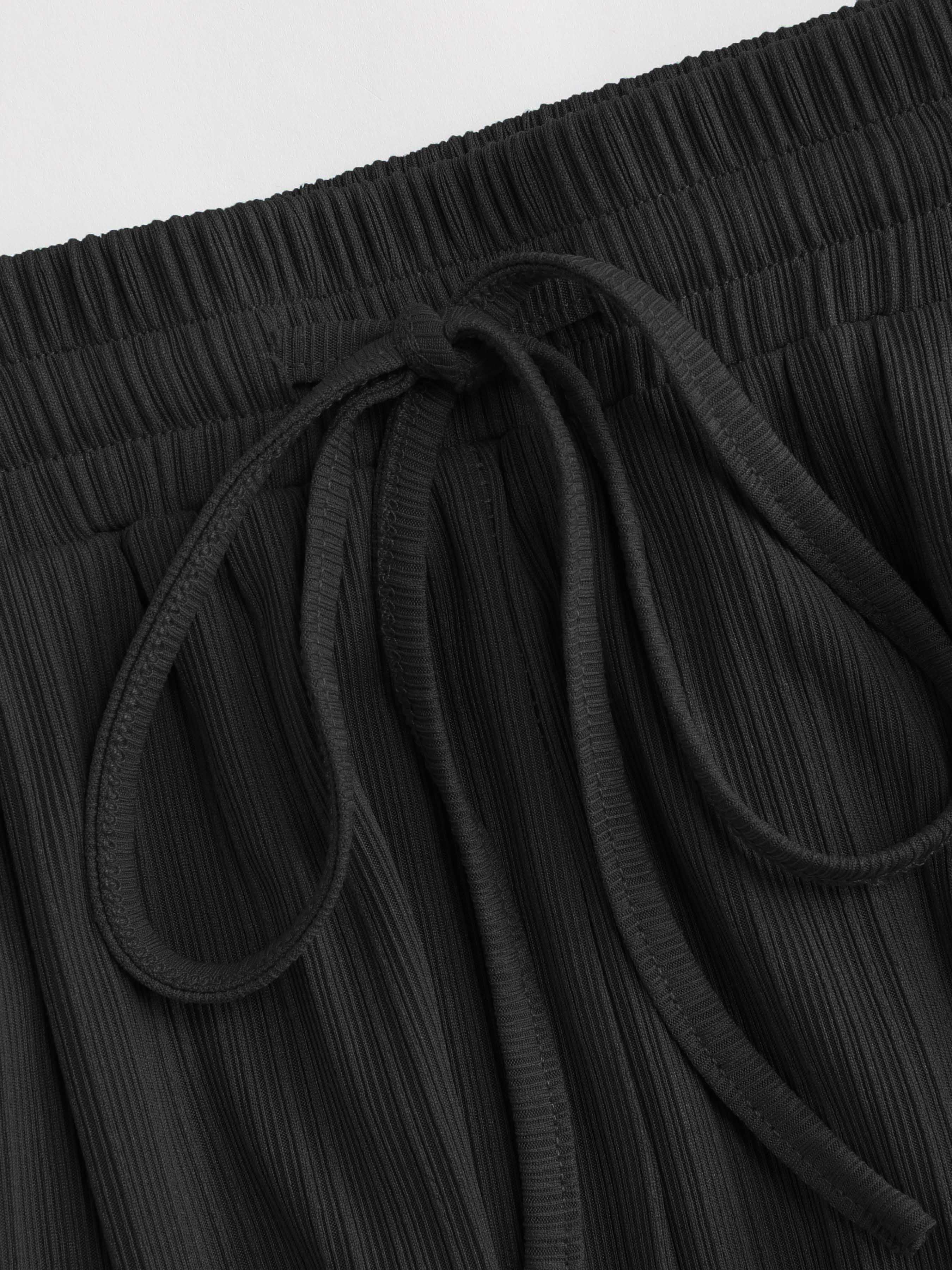 Square Neck Ruched Top & Elastic Waist Trousers Matching Set