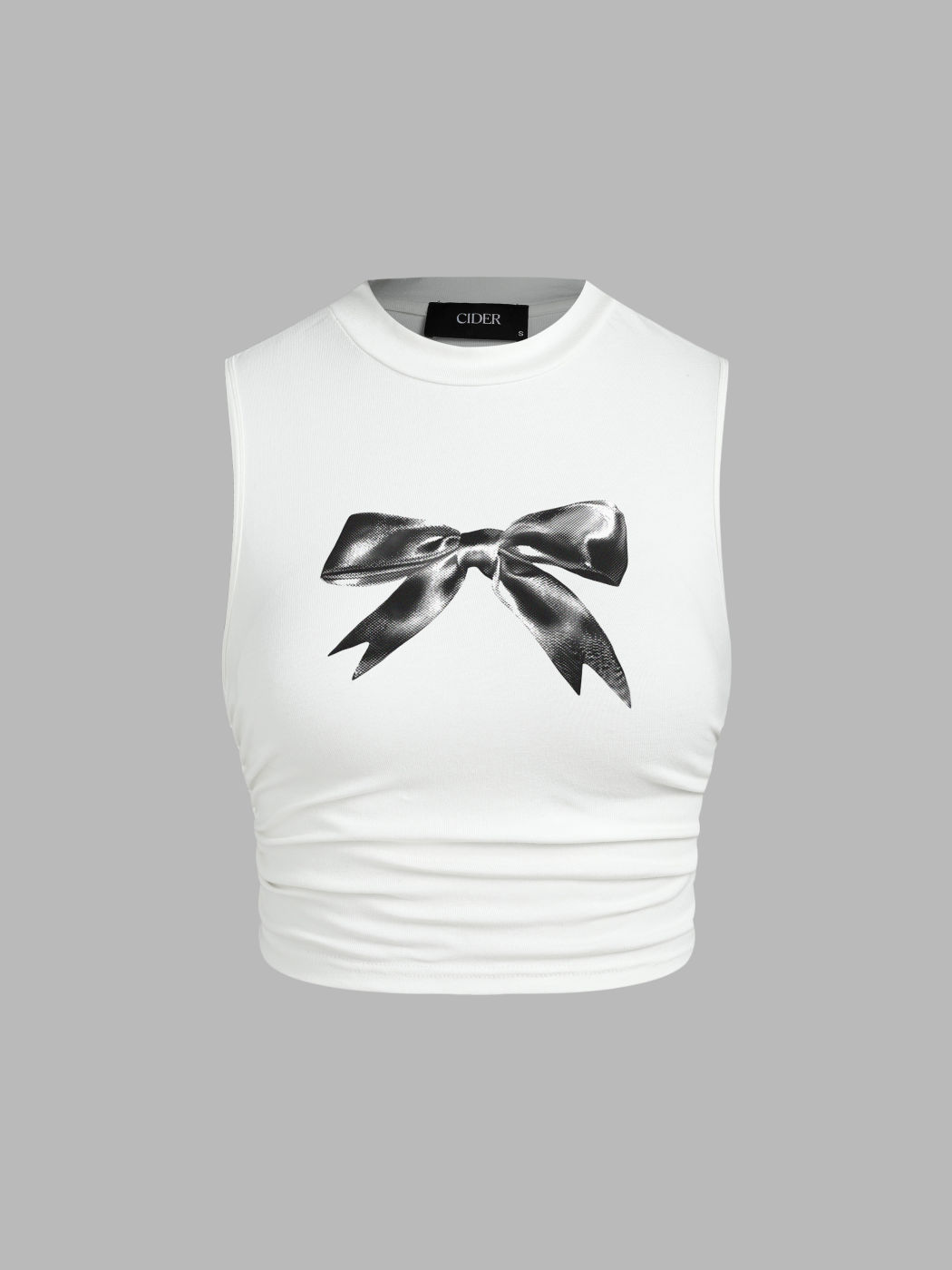 Rundhalsausschnitt Schleife Grafik Gerafftes Tanktop