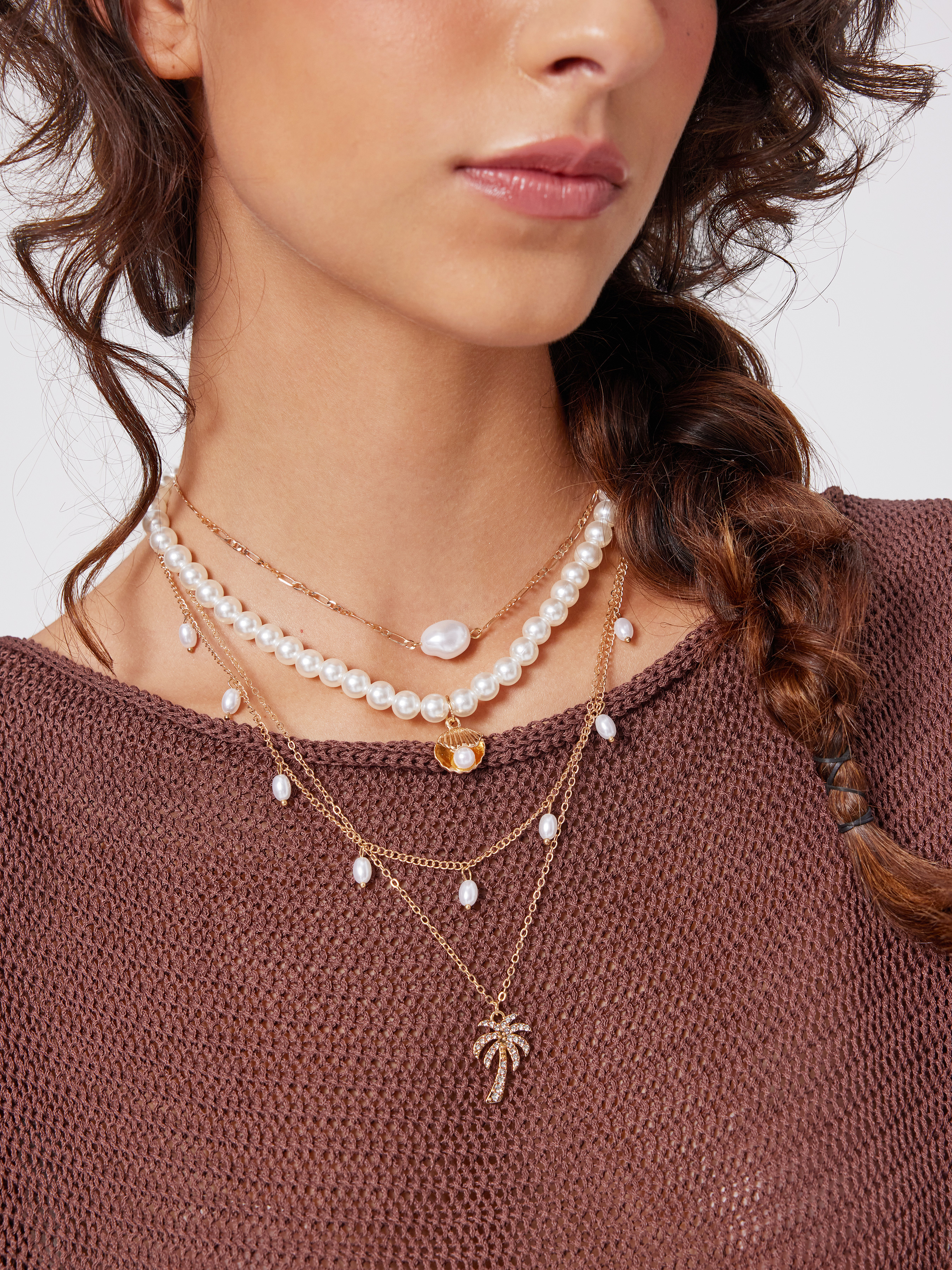 pearl necklace princess polly beaded necklace Alloy PCS SHELL PALM FAUX PEARL NECKLACE For Vacation Holiday