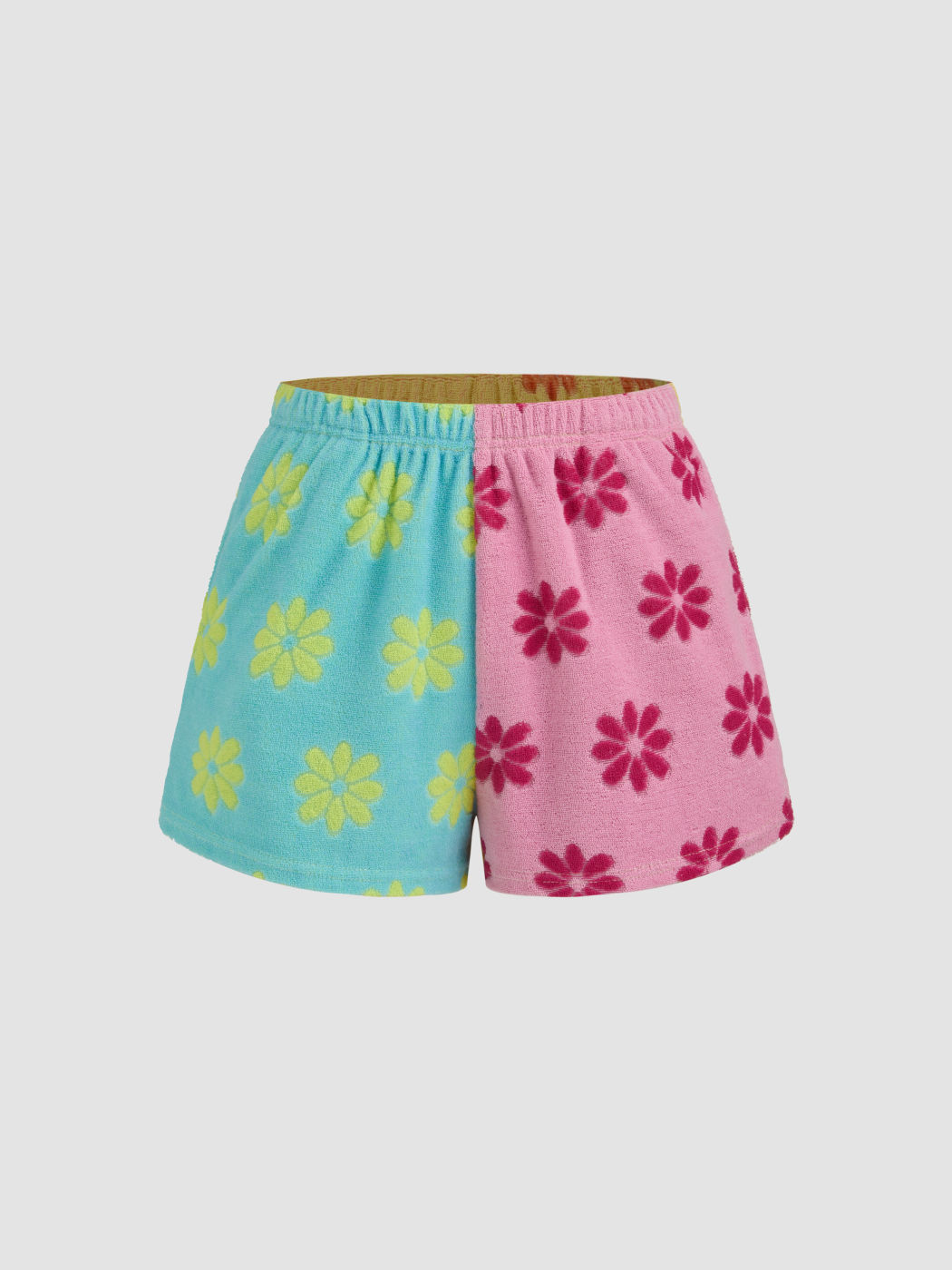 Terry Low Rise Two Tone Floral Shorts