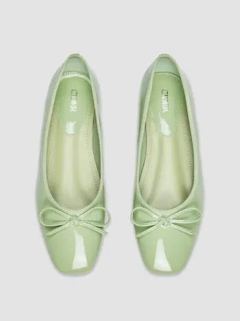 Bowknot Decor Square Toe Ballet Mary Jane Flats