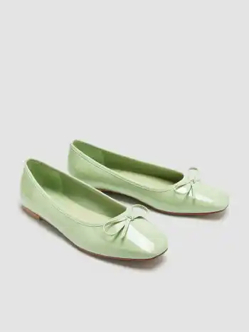 Bowknot Decor Square Toe Ballet Mary Jane Flats