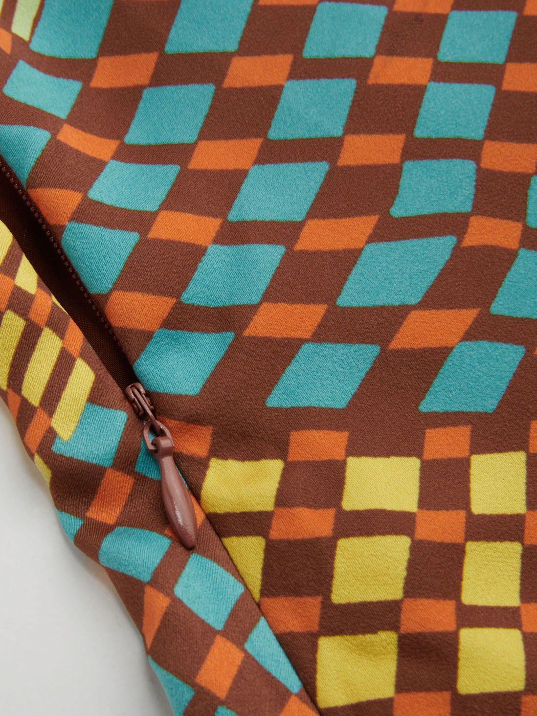 Woven V-neck Check Colorblock Mini Dress