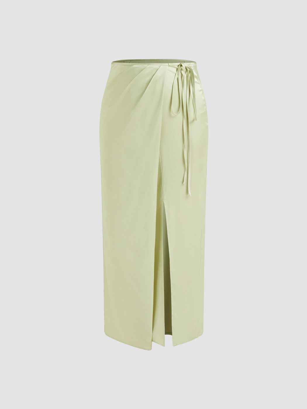  Midikleid mit hohem Bund und Knoten in Unifarbe