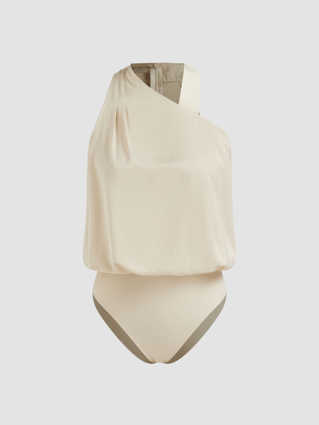 Asymmetrical Neck Solid Bodysuit