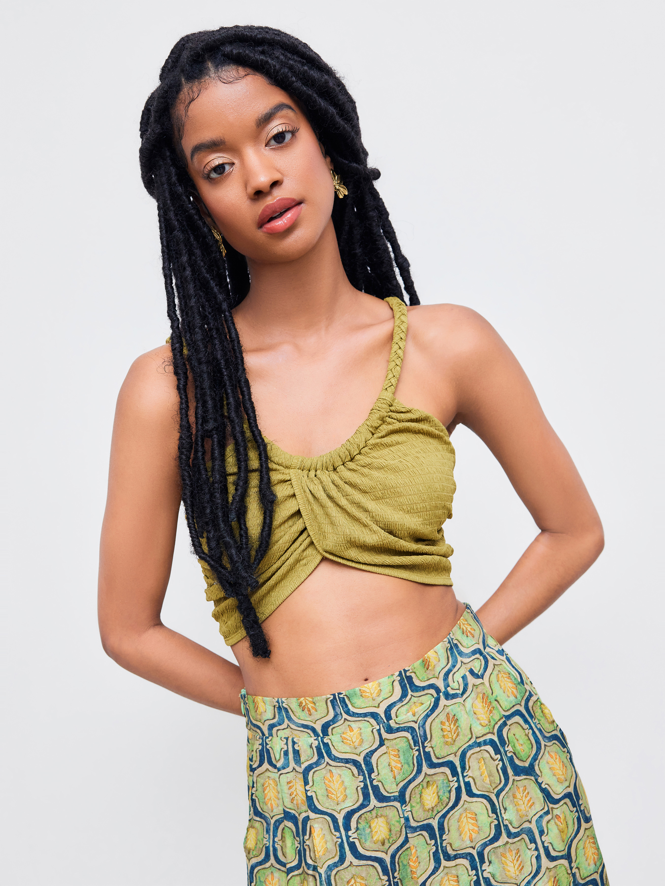 yellow cami crop top