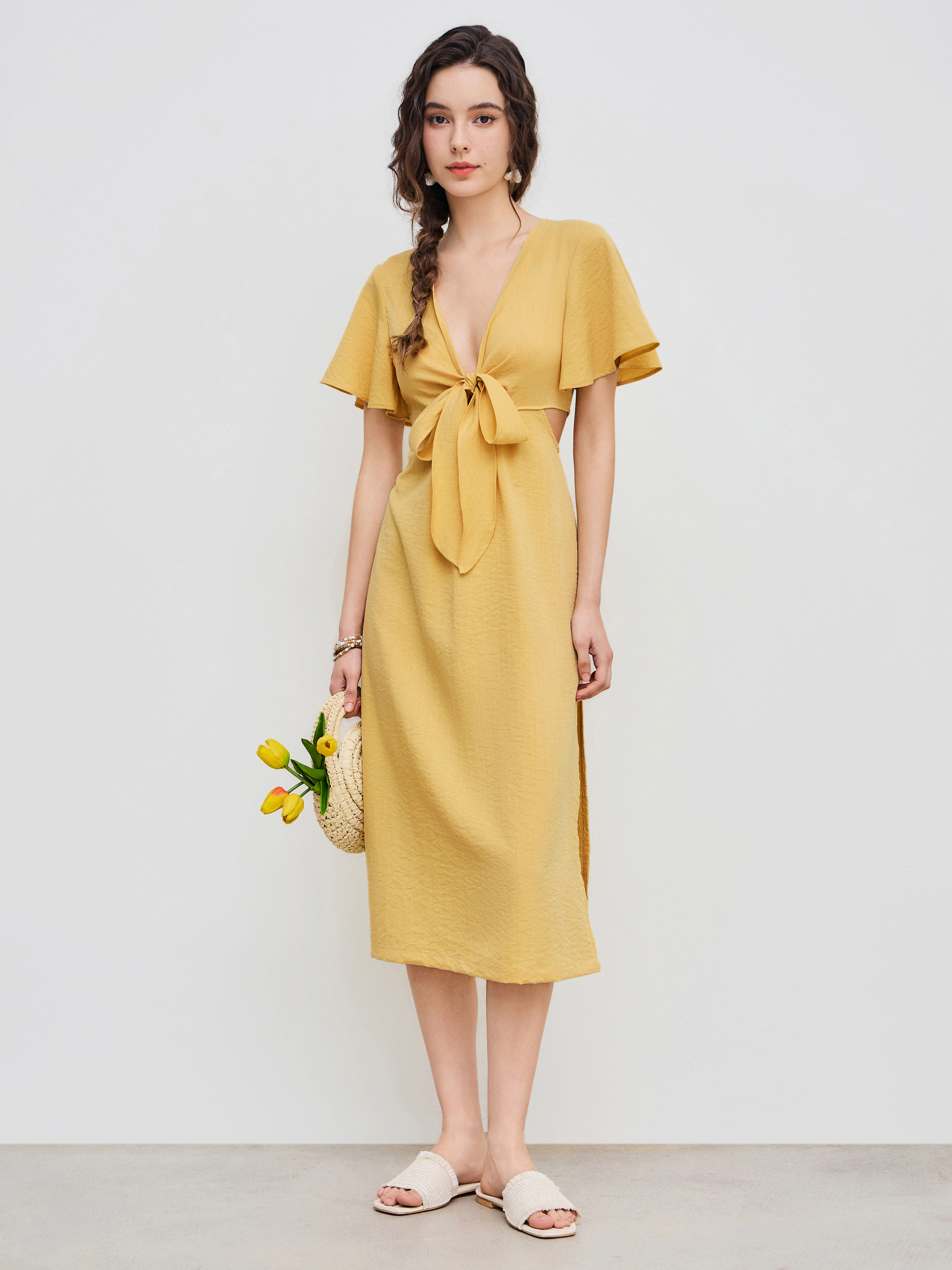 Puff Sleeve Dresses - Cider
