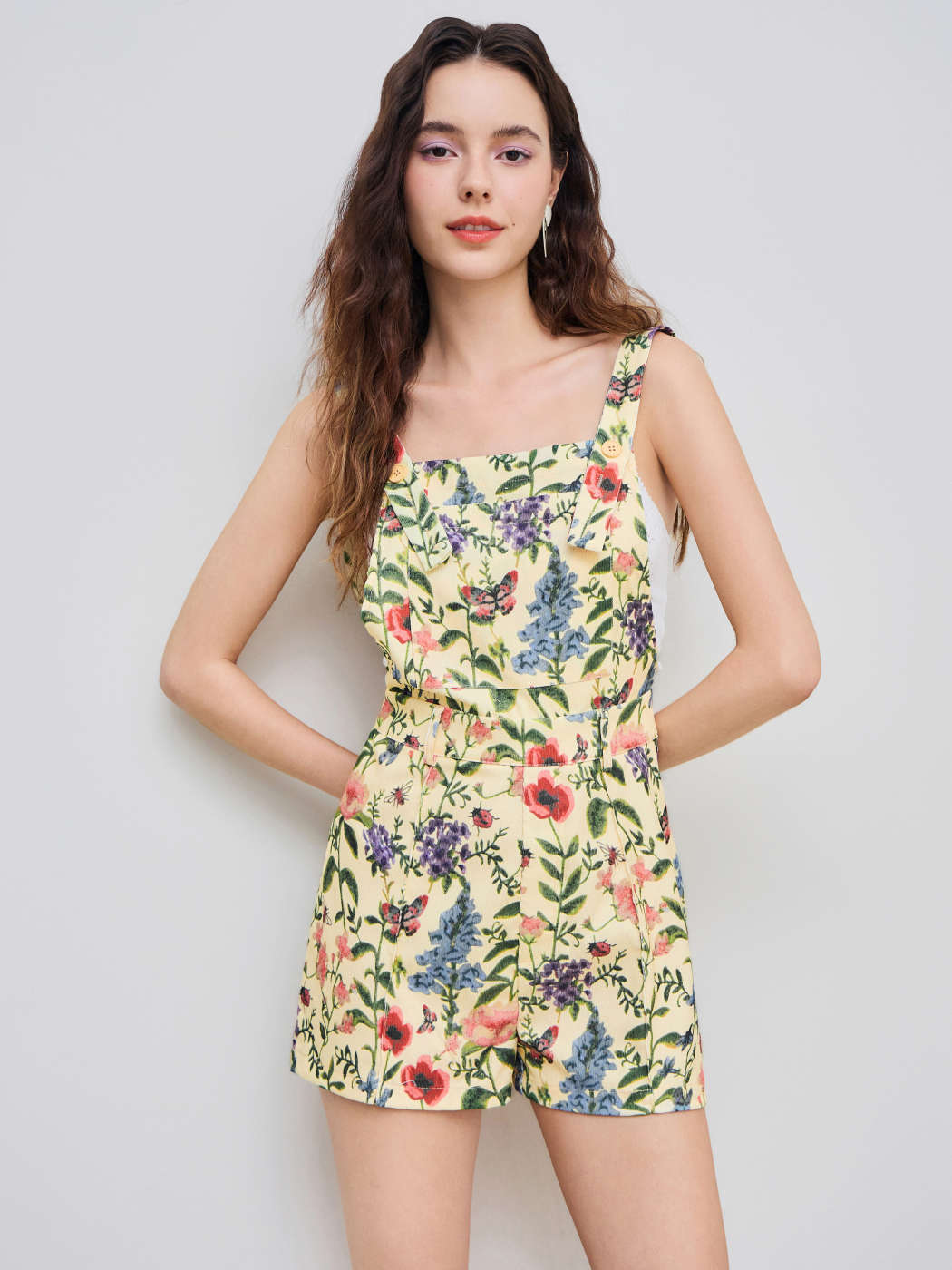 Corduroy Floral Button Romper