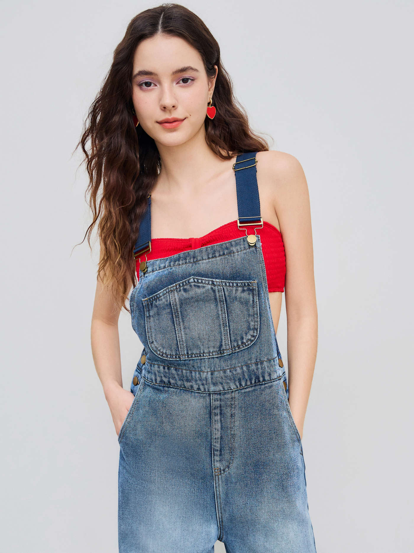 Cowboy Western Outfits Denim Denim Buckle Wide Leg Jumpsuit For School Daily Casual