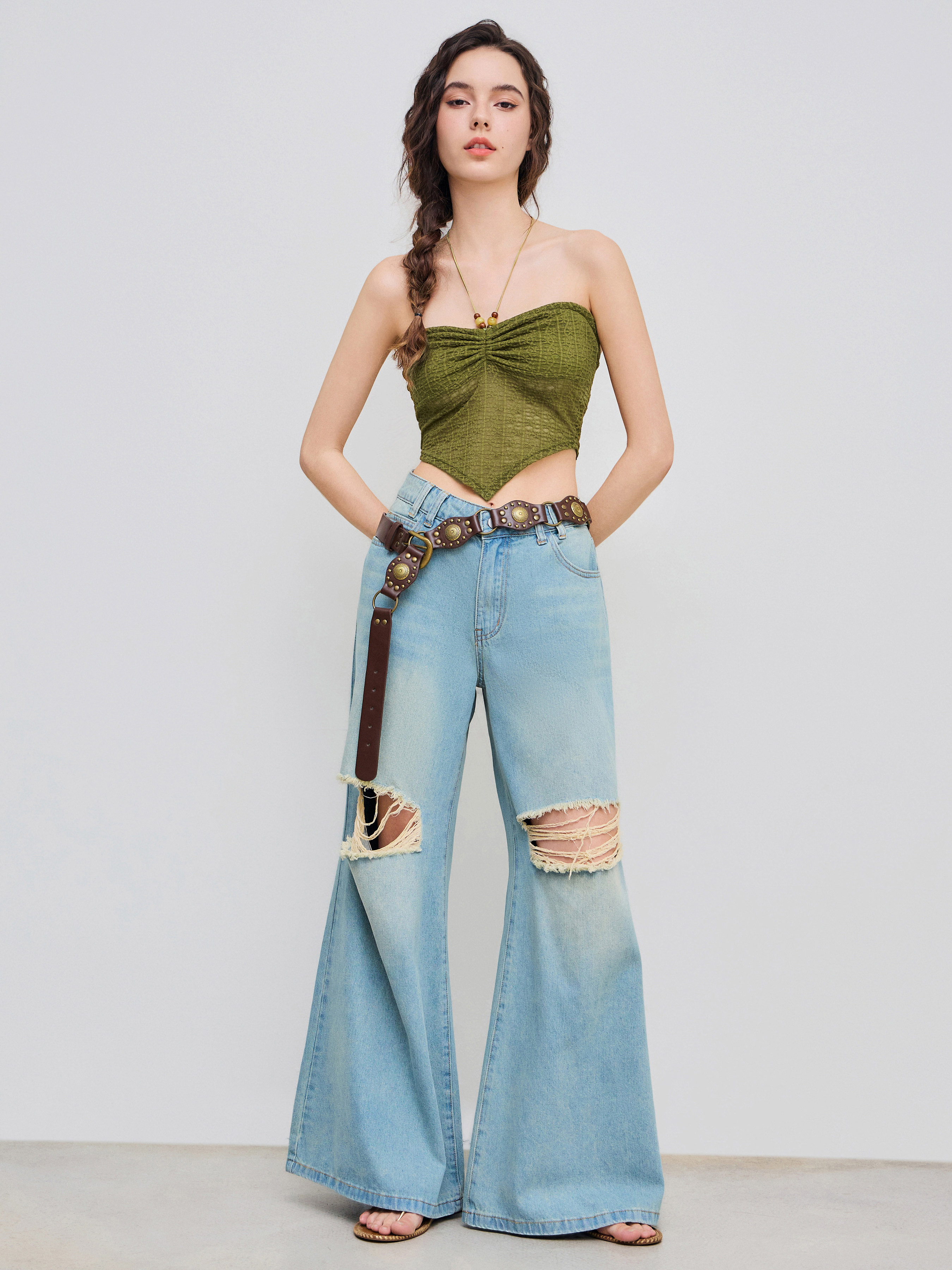 cowboys ruched halter top