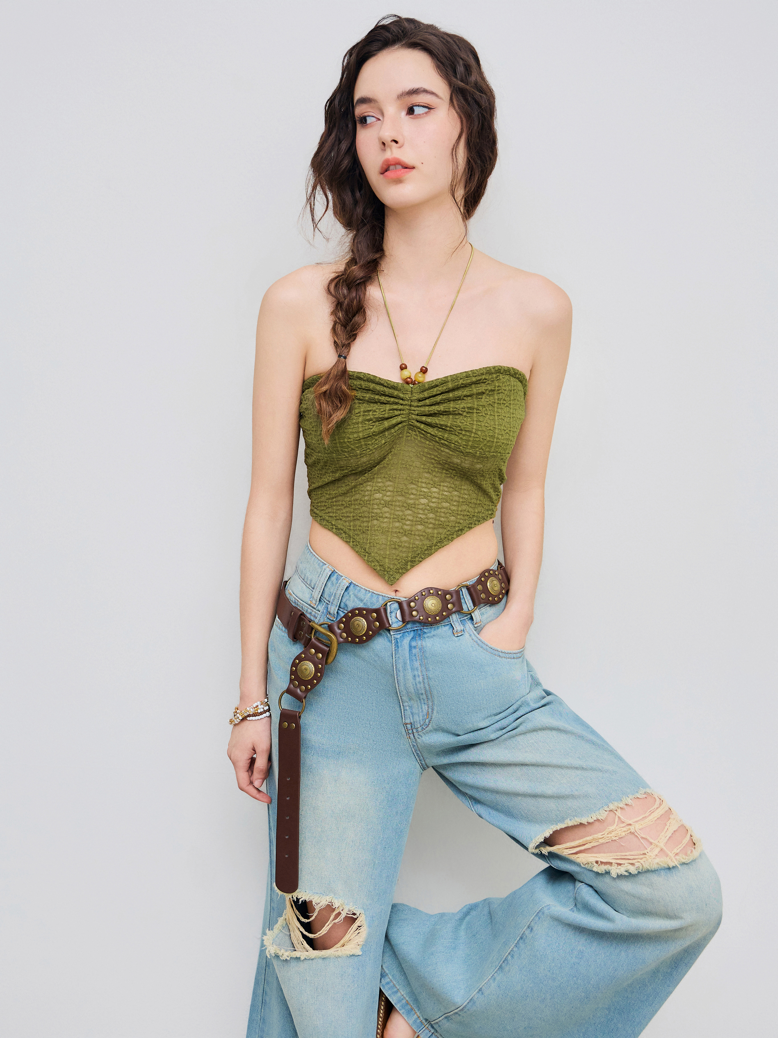 cowboys ruched halter top