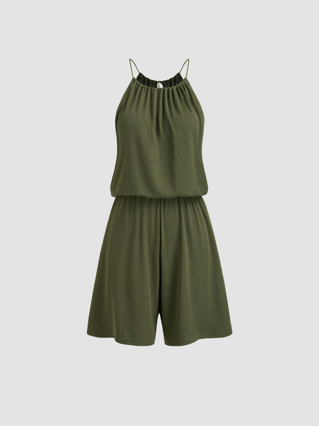 Scoop Neckline Solid Beaded Romper