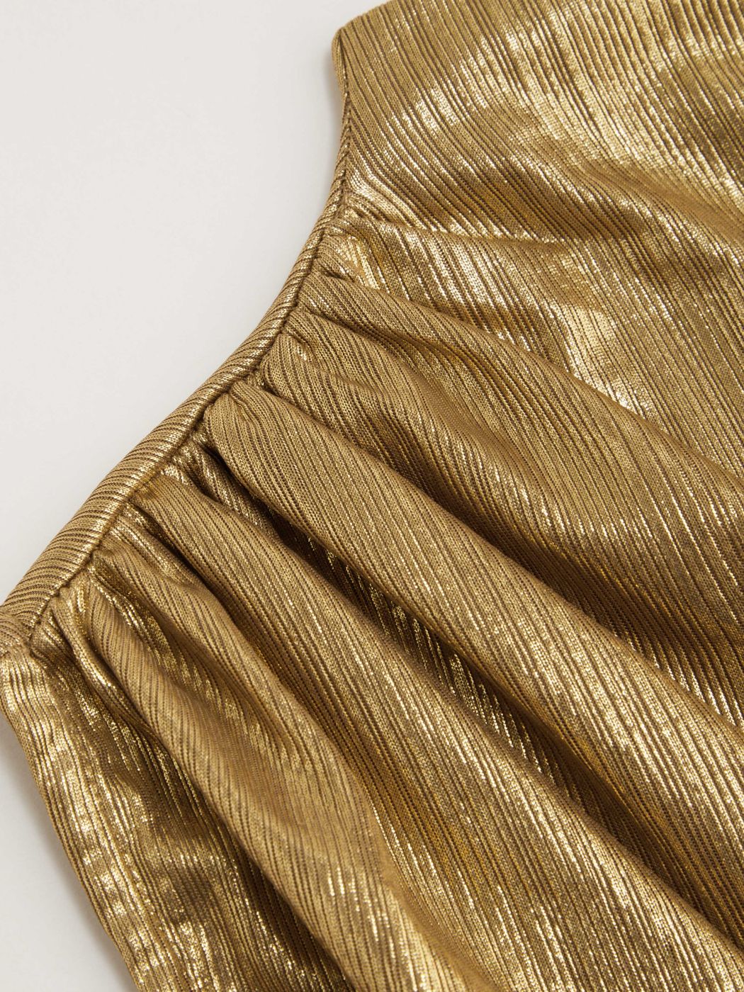 Metallic Stand Collar Solid Ruched Tank Top