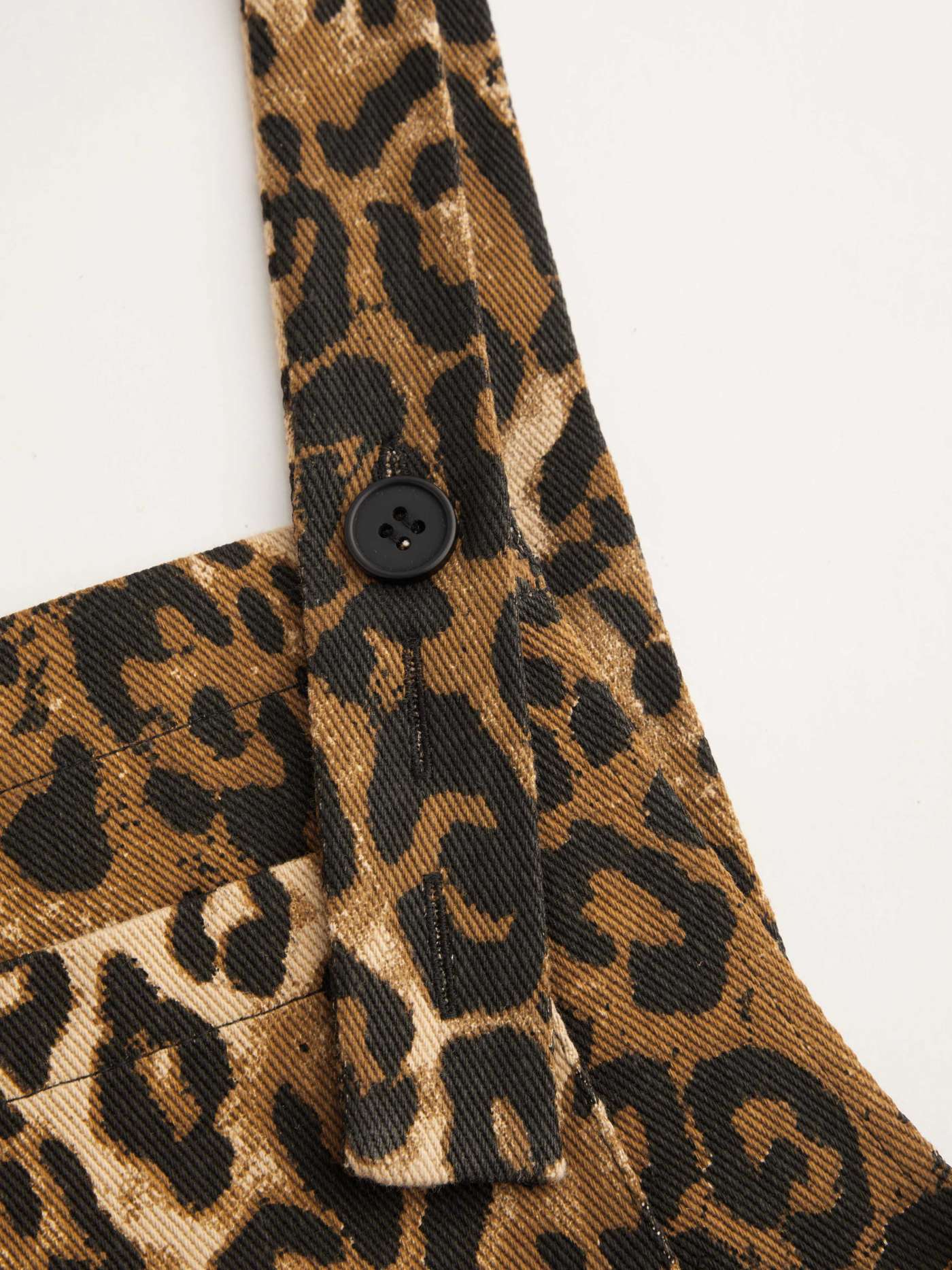 Square Neck Leopard Print Button Pocket Romper