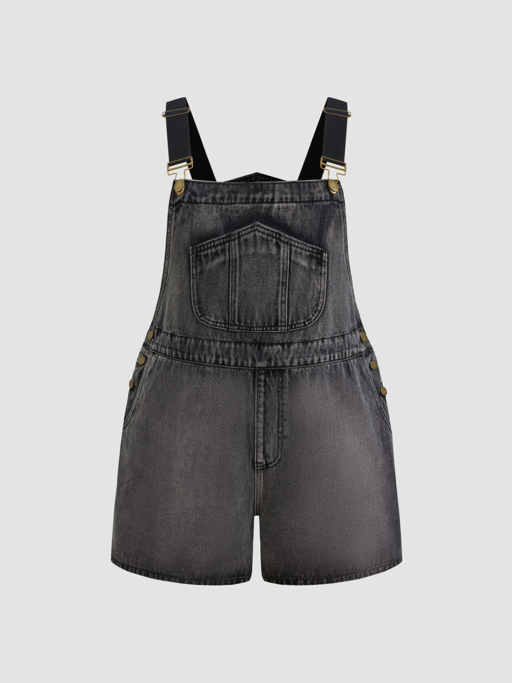 Denim Solid Buckle Pocket Romper Curve & Plus