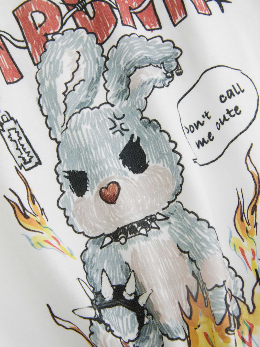 I'm Punk Round Neckline Rabbit Graphic Short Sleeve Tee