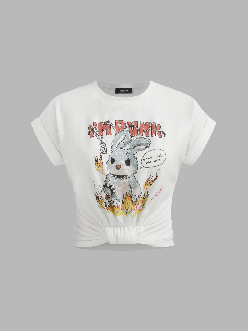 I'm Punk Round Neckline Rabbit Graphic Short Sleeve Tee