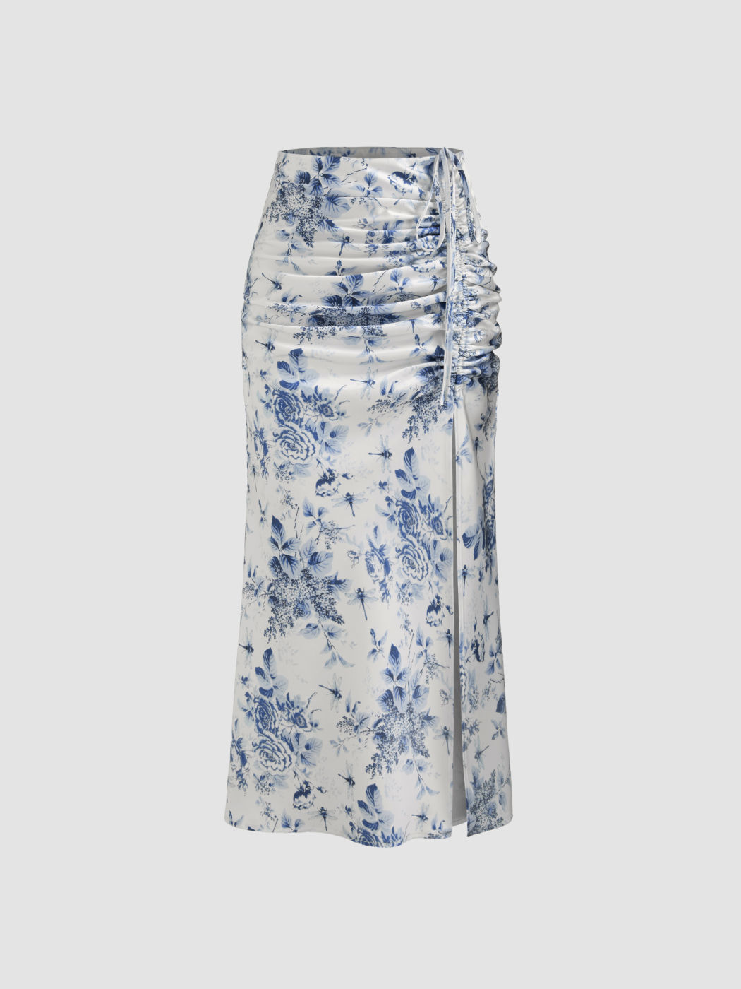 Mittlerer Bund, Blumenmuster, Reißverschluss, Maxi-Skirt