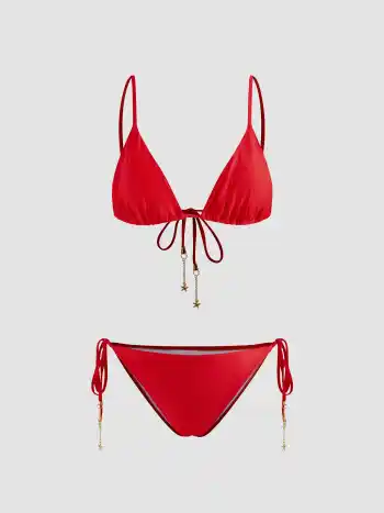 Starfish Chain Detail Knotted Triangle Bikini Set