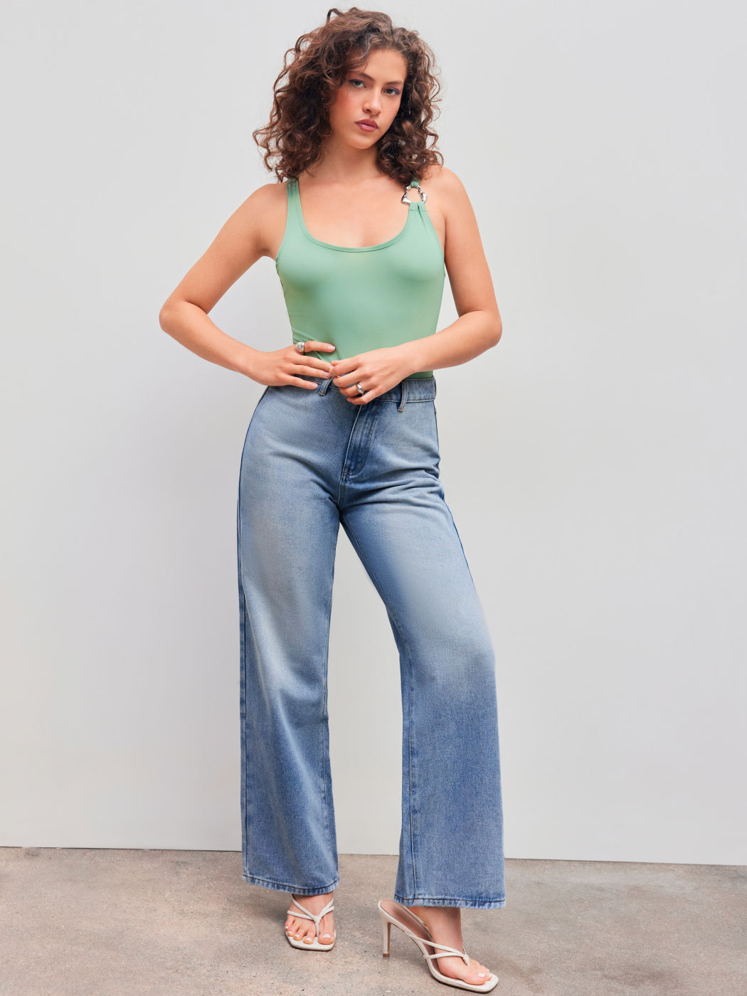  Scoop Neckline Solid O-Ring Bodysuit