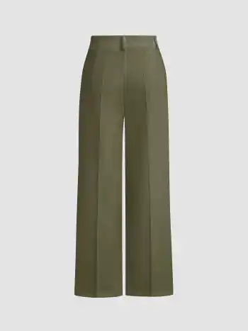 Petite Mid Rise Pleated Straight Leg Pants
