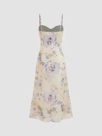 Chiffon Sweetheart Floral Cami Maxi Dress