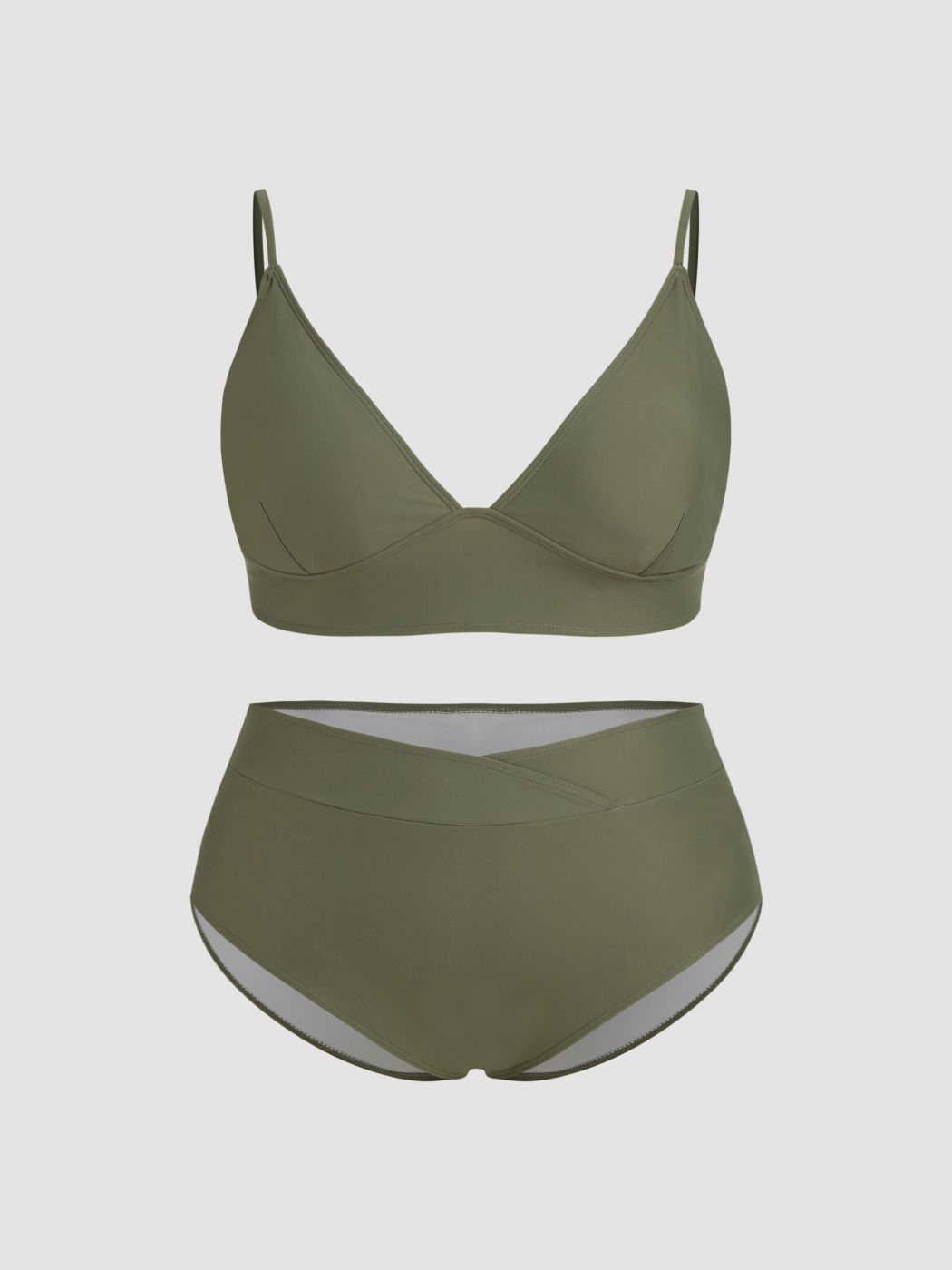 Costume da bagno con scollo a V e braccialetto solido per il controllo della pancia Curve e Plus