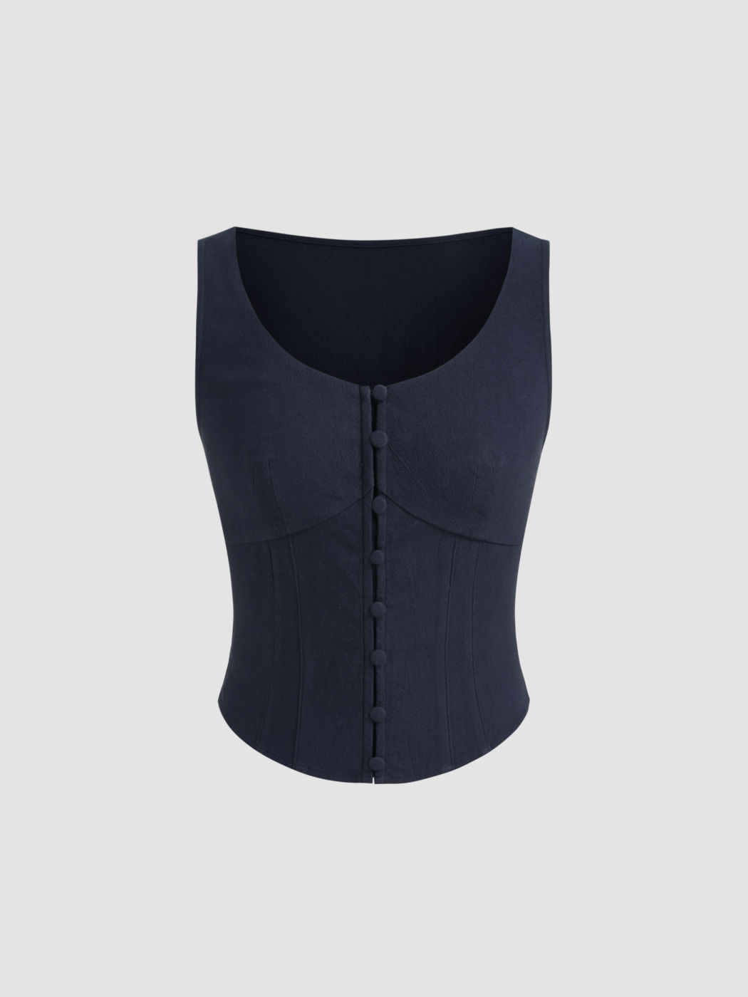 Rundhalsausschnitt Solid Korsettknopf Crop Top