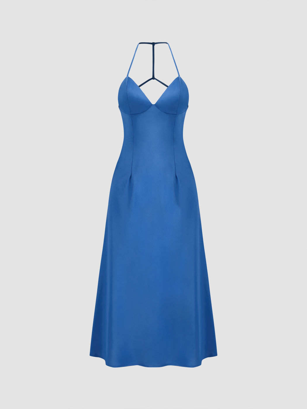 Satin Sweetheart Einfarbiges Rückenfreies Cami Maxikleid