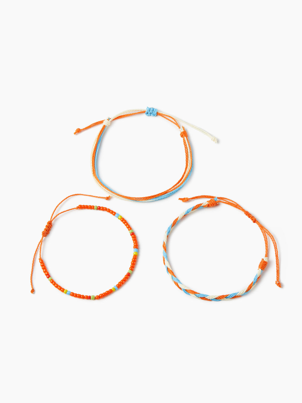 3PCS BEADED & ROPE BRACELET