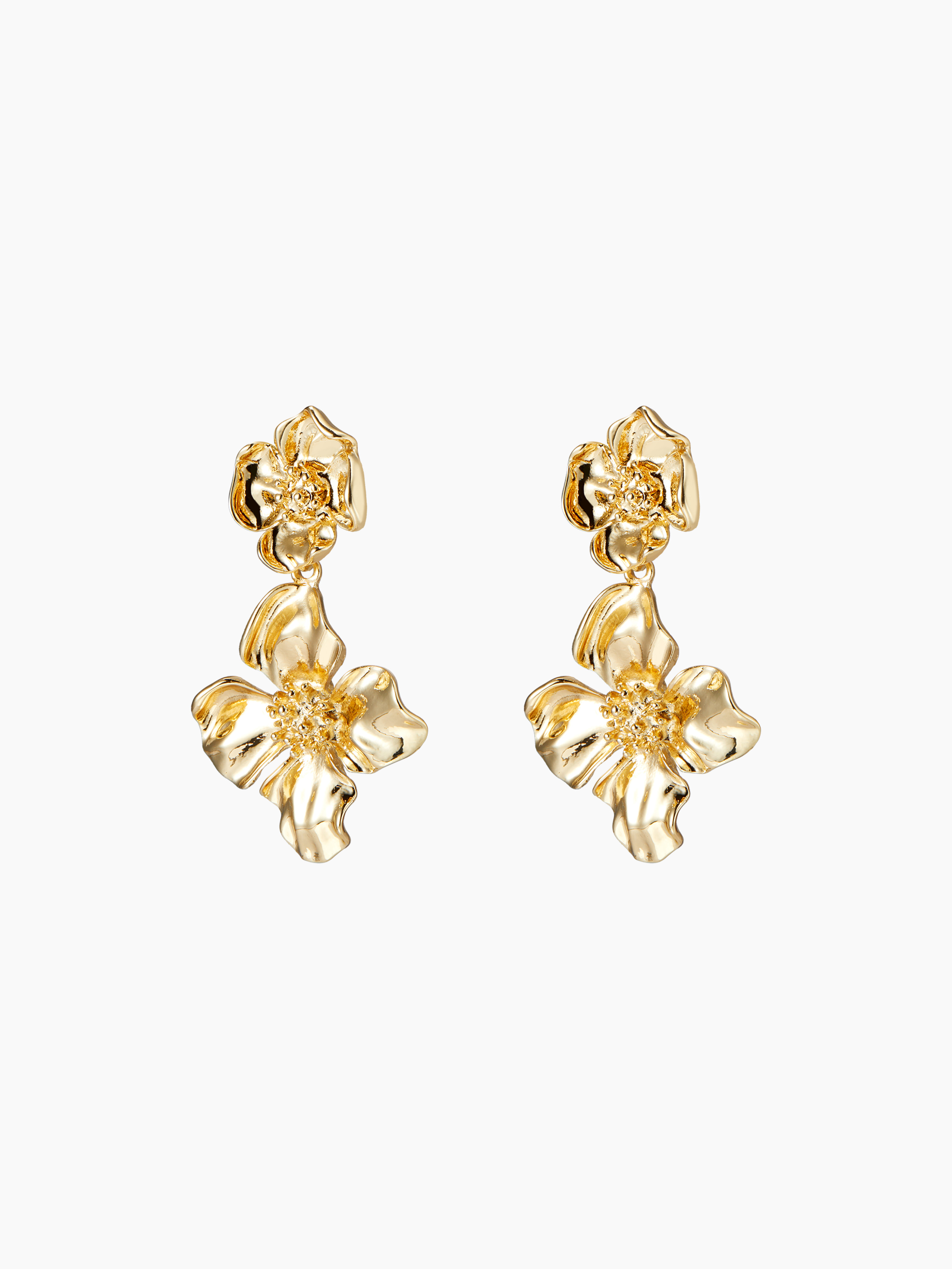 Zinc Alloy DOUBLE FLOWER DROP EARRINGS For Daily Casual Date