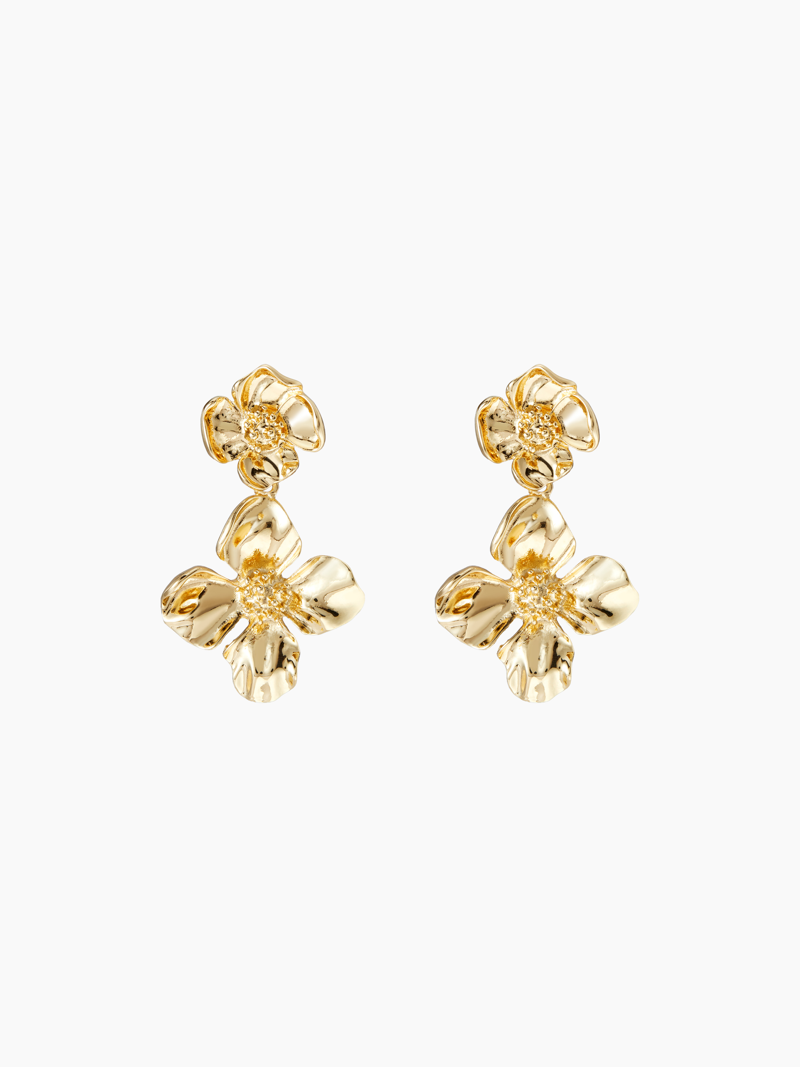 Zinc Alloy DOUBLE FLOWER DROP EARRINGS For Daily Casual Date