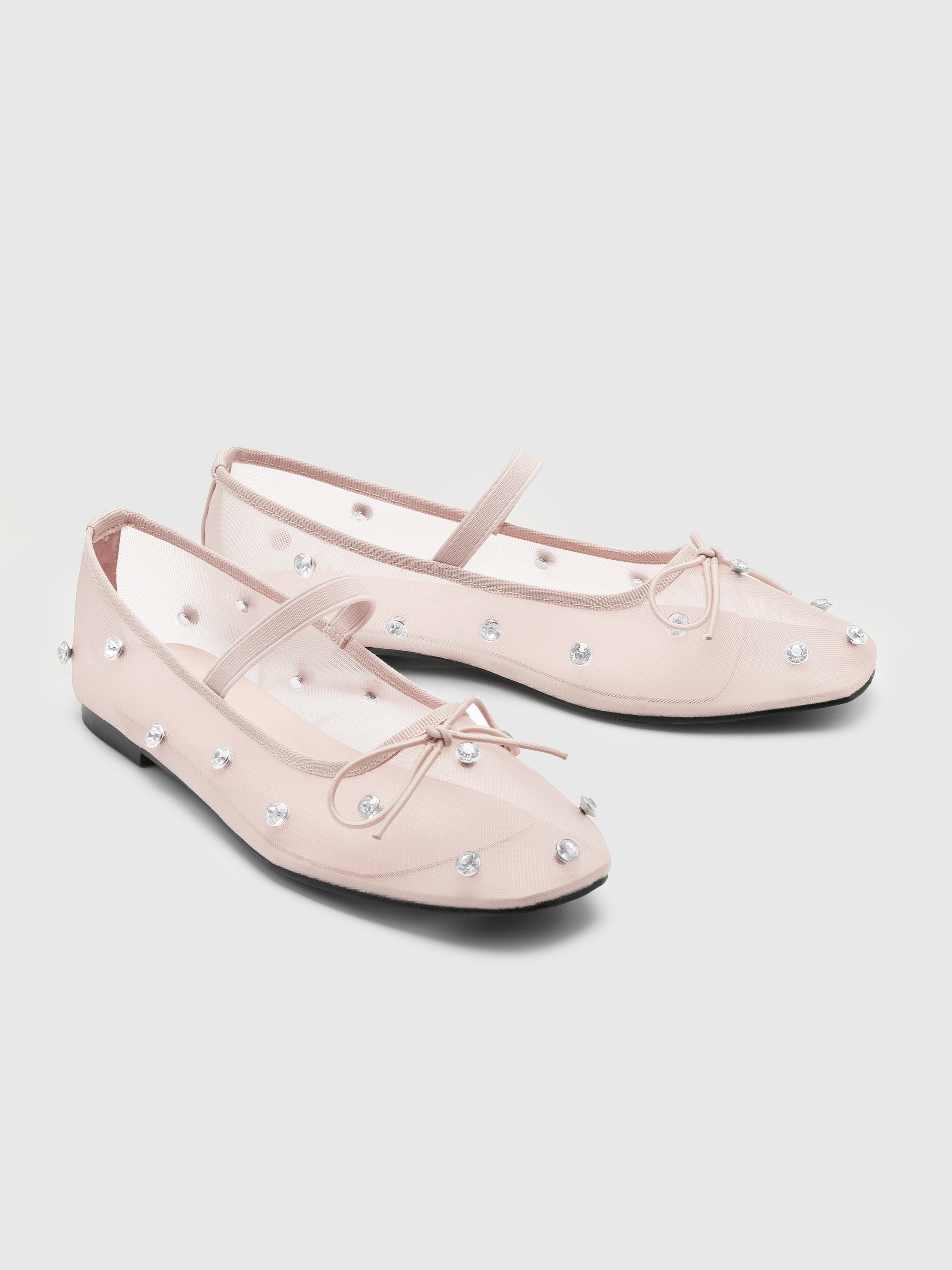 Crystal-Embellished Mesh Flat Mary Jane Shoes For Daily Crystal-Embellished Mesh Flat Mary Jane Shoes For Daily