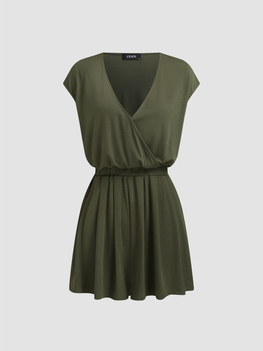 V-neck Solid Ruffle Romper