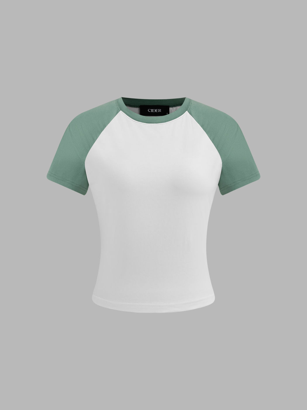 Cotton-blend Round Neckline Two Tone Solid Short Sleeve Tee