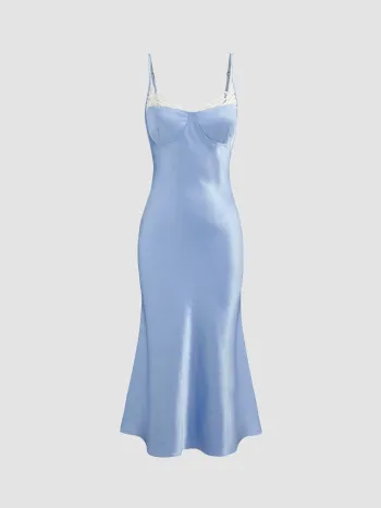 Satin Sweetheart Rüschen Midikleid