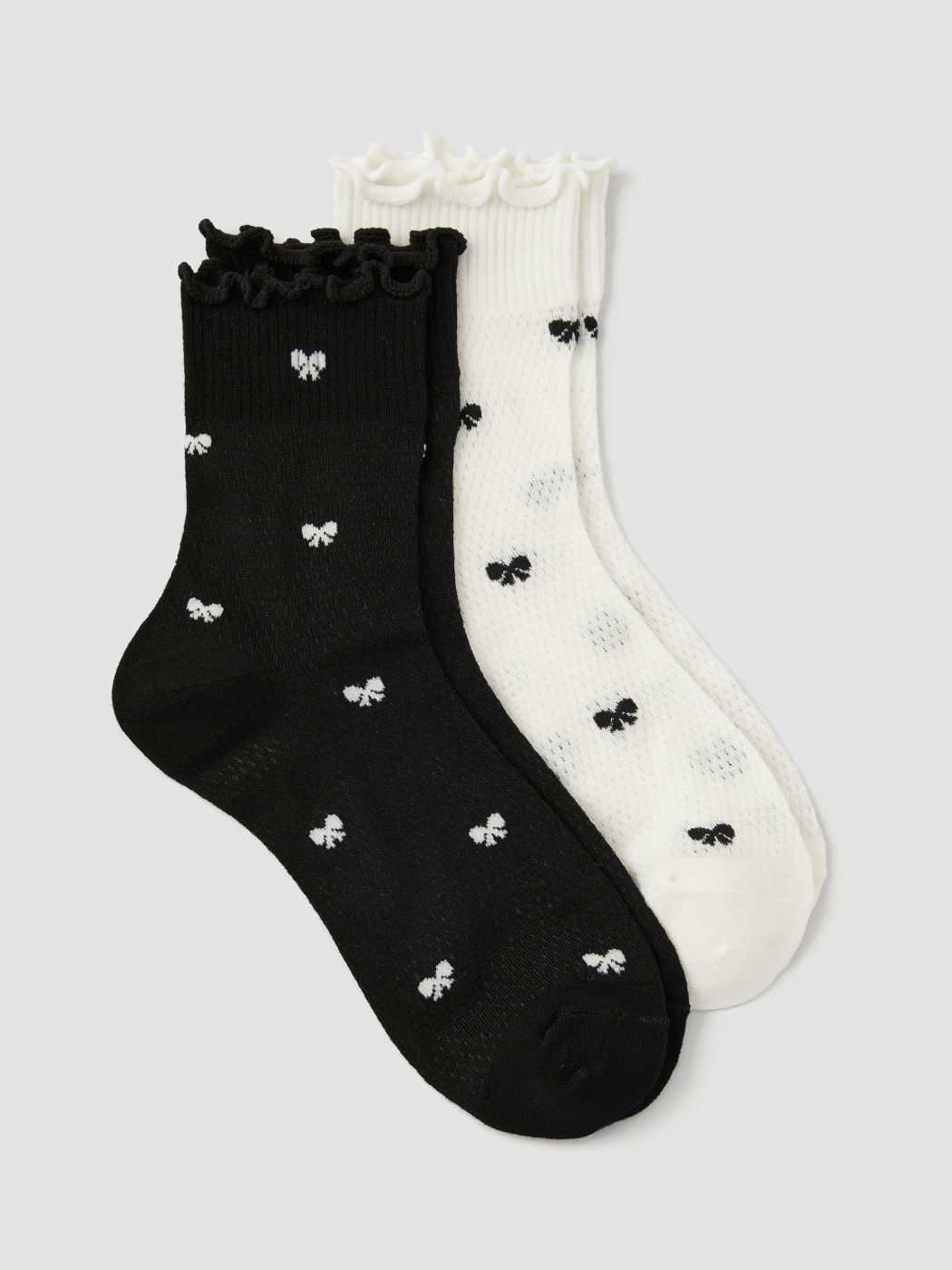 2 PAIRS BOWKNOT COTTON CREW SOCKS